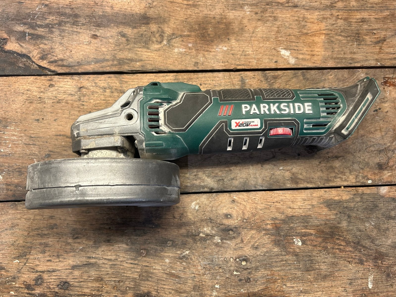 Parkside Accu Haakse Slijper PWSA 20-Li B3, Ophalen of Verzenden, Gebruikt, 700 tot 1000 watt, Haakse handslijpmachine