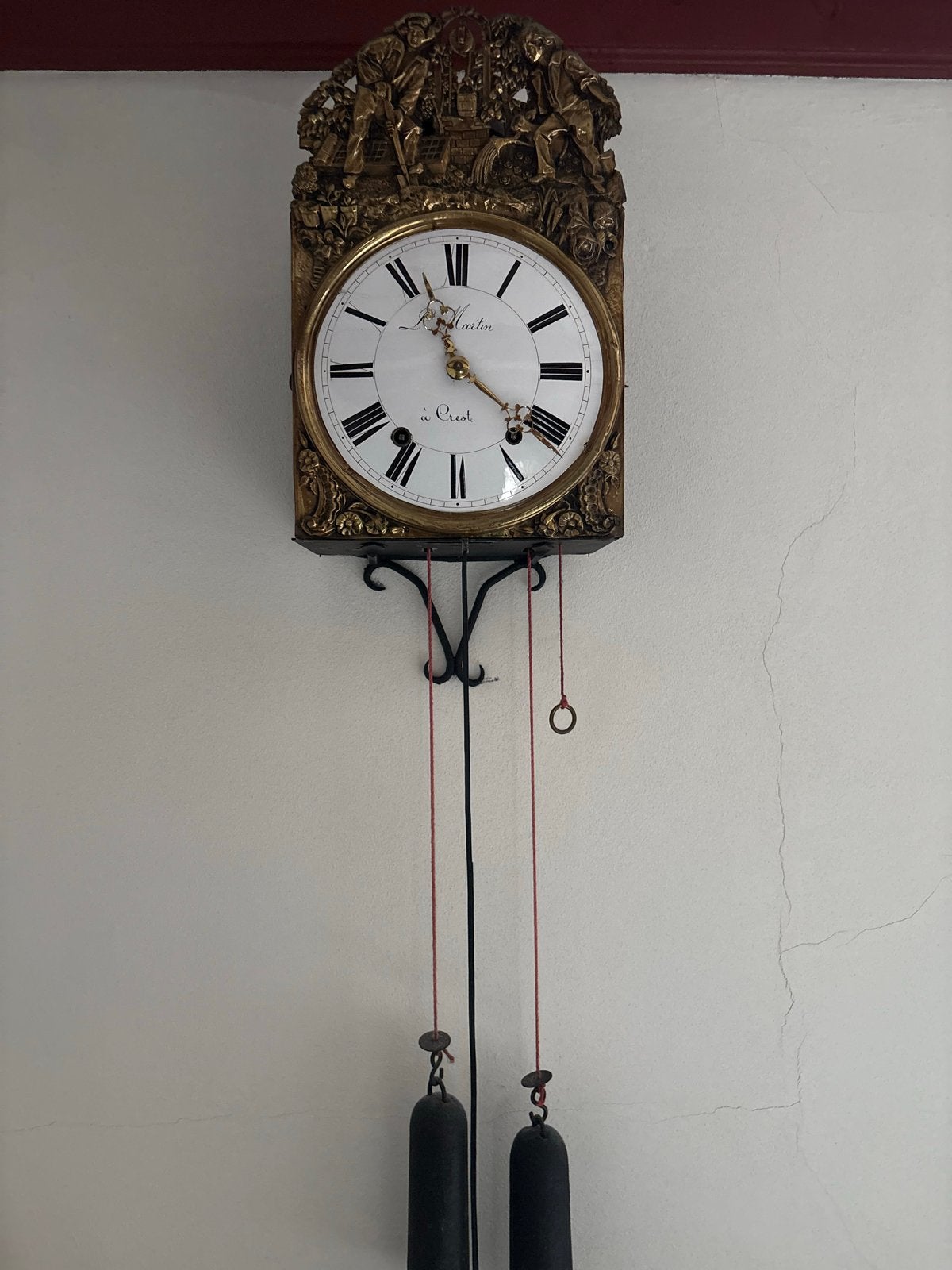 Antieke Franse Comtoise Klok - Prachtig Uurwerk, Ophalen of Verzenden