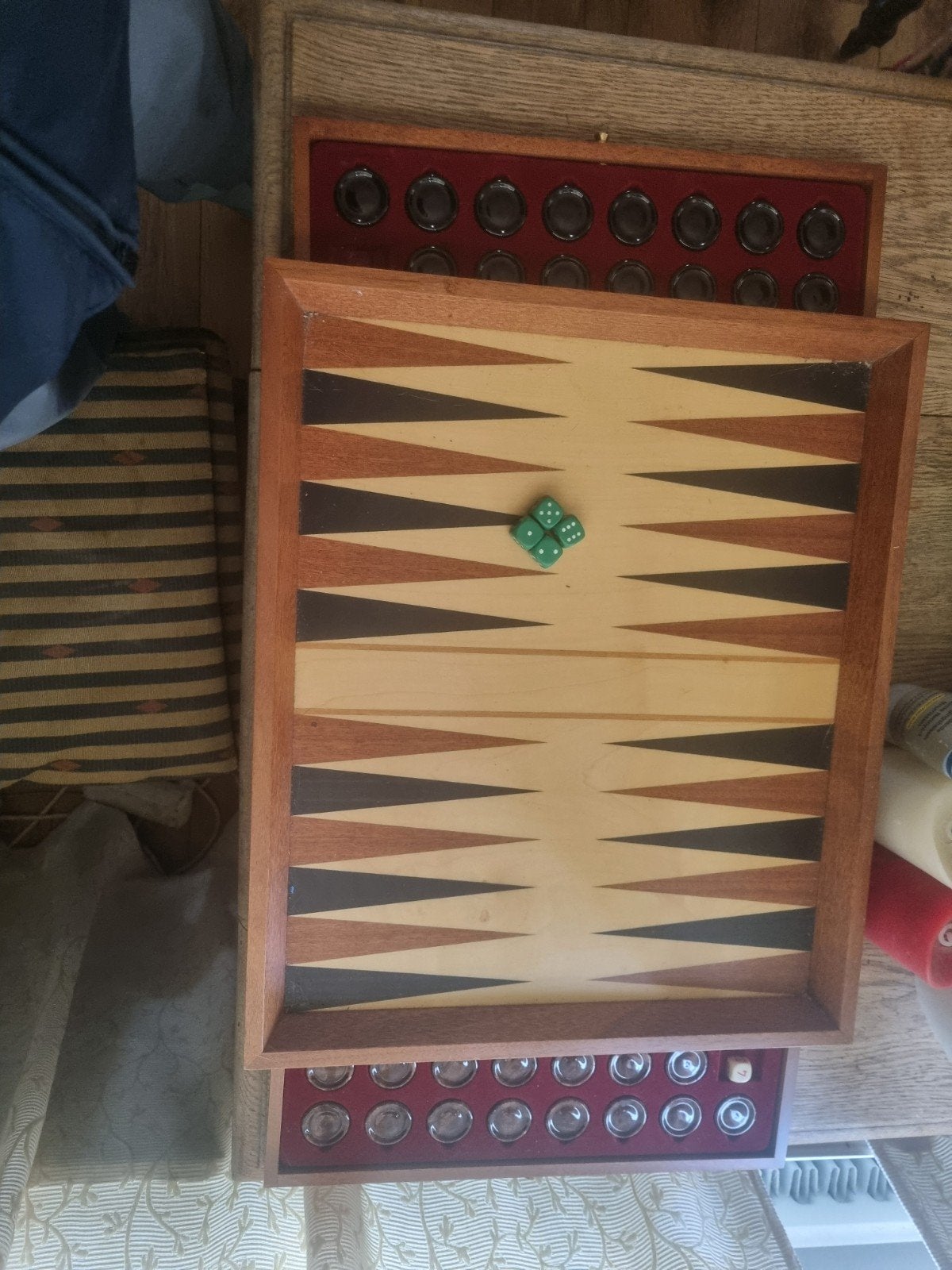 Backgammon spel CHIELLINI ITALu in houten kist met dobbelste, Een of twee spelers, Ophalen of Verzenden, Gebruikt