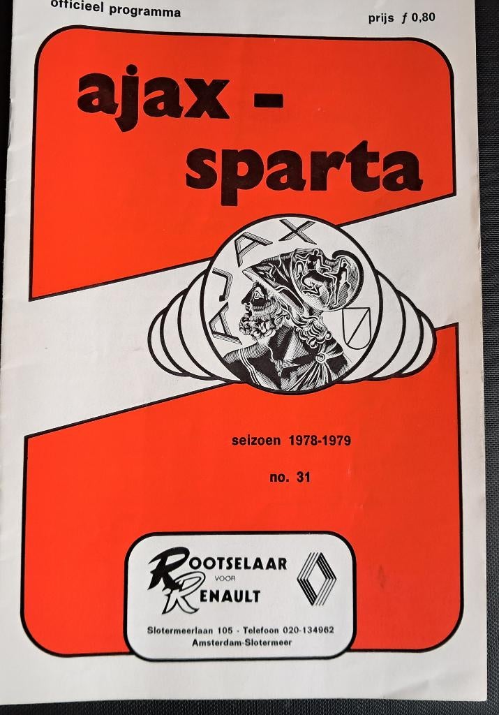 Ajax - Sparta 1978/1979 B, Ophalen of Verzenden, Zo goed als nieuw, Ajax, Boek of Tijdschrift