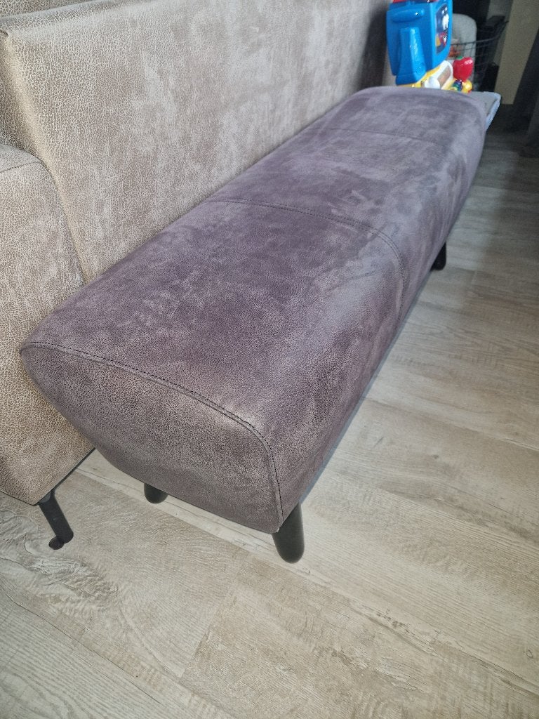 Hocker/ Bankje Antraciet Microleder, Ophalen, Minder dan 50 cm, 100 tot 125 cm, Hout