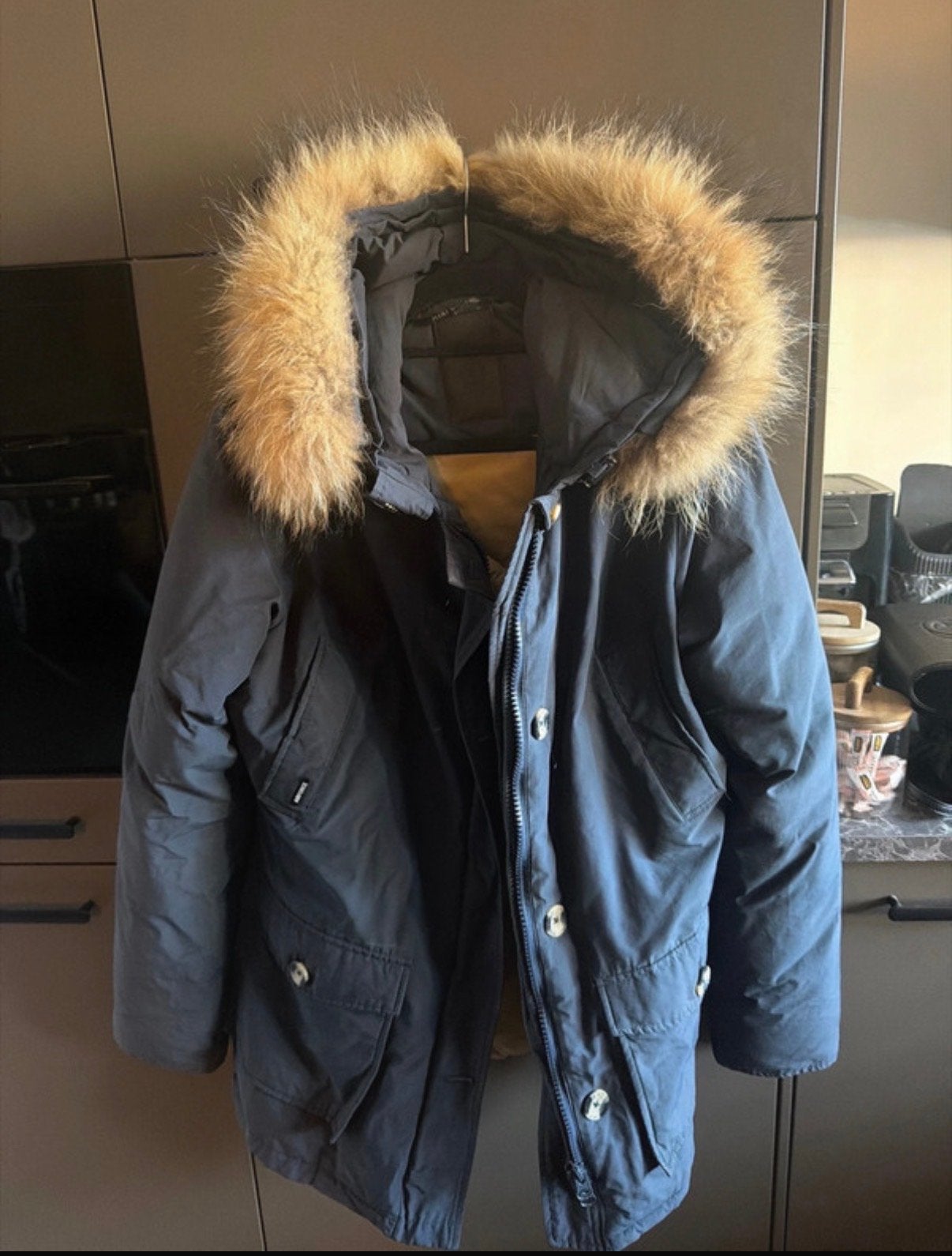 Airforce winterjas met bontkraag - Maat 3XL, Ophalen of Verzenden, Gedragen, Overige maten, Blauw