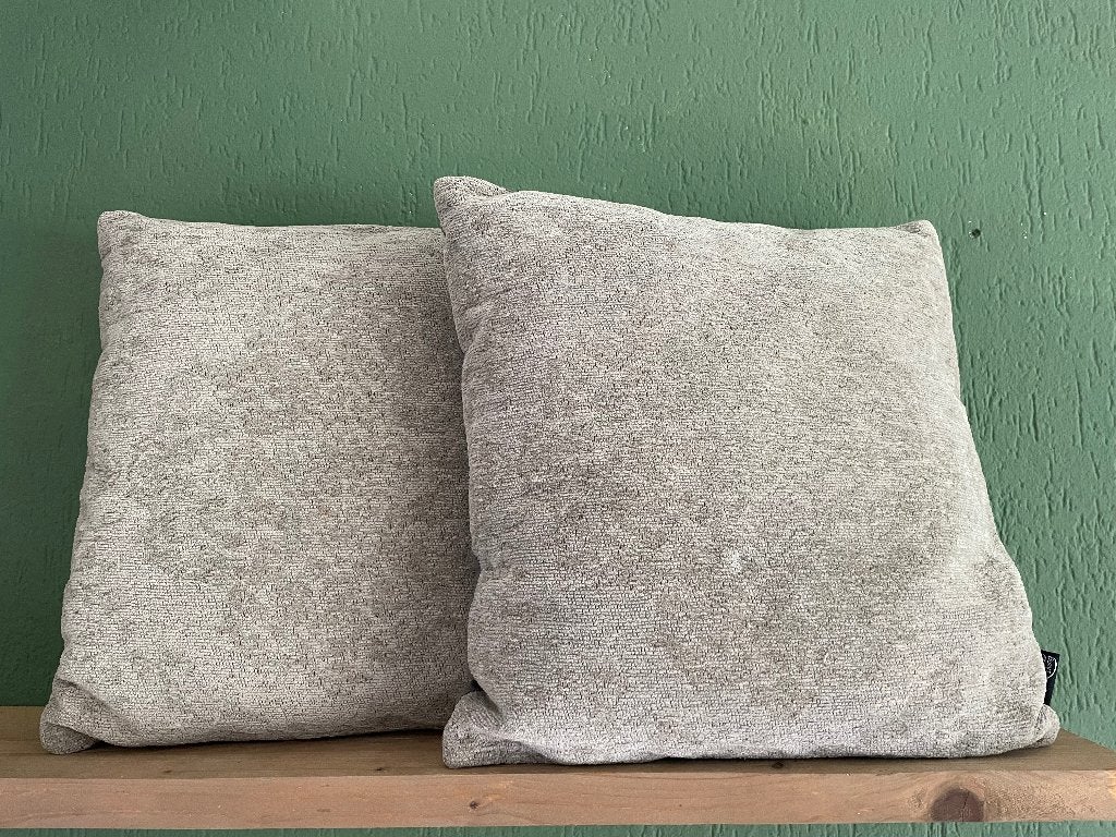 Set van 2 beige sierkussens - Unique Living, Ophalen, Zo goed als nieuw, Beige, Vierkant