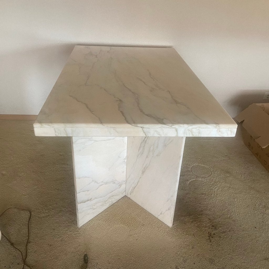 Te koop: vintage marmer tafel, Ophalen, Overige materialen, 100 tot 150 cm, 50 tot 100 cm