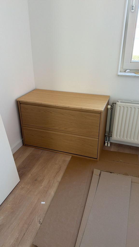 Houten ladekast met 2 lades - Nieuw, Huis en Inrichting, Kasten | Ladekasten, Ophalen, 100 tot 150 cm, 1 of 2 laden, Zo goed als nieuw