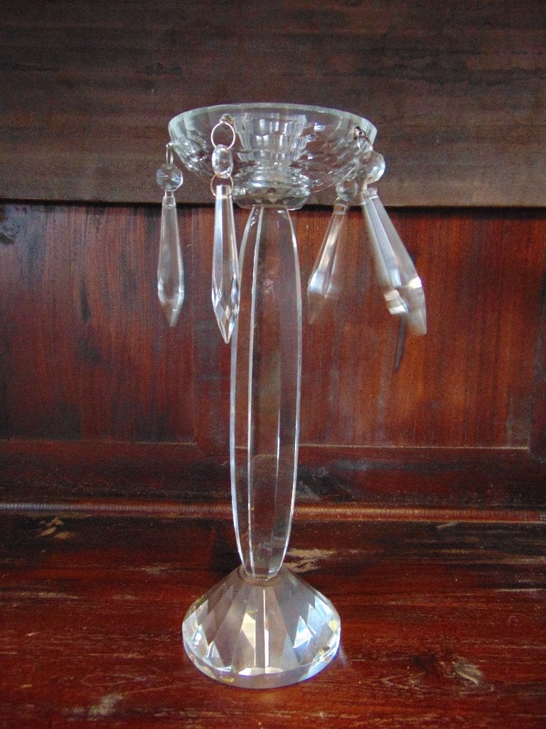Elegante Glazen Kandelaar met Pegels - 30 cm Hoog, Ophalen, Glas