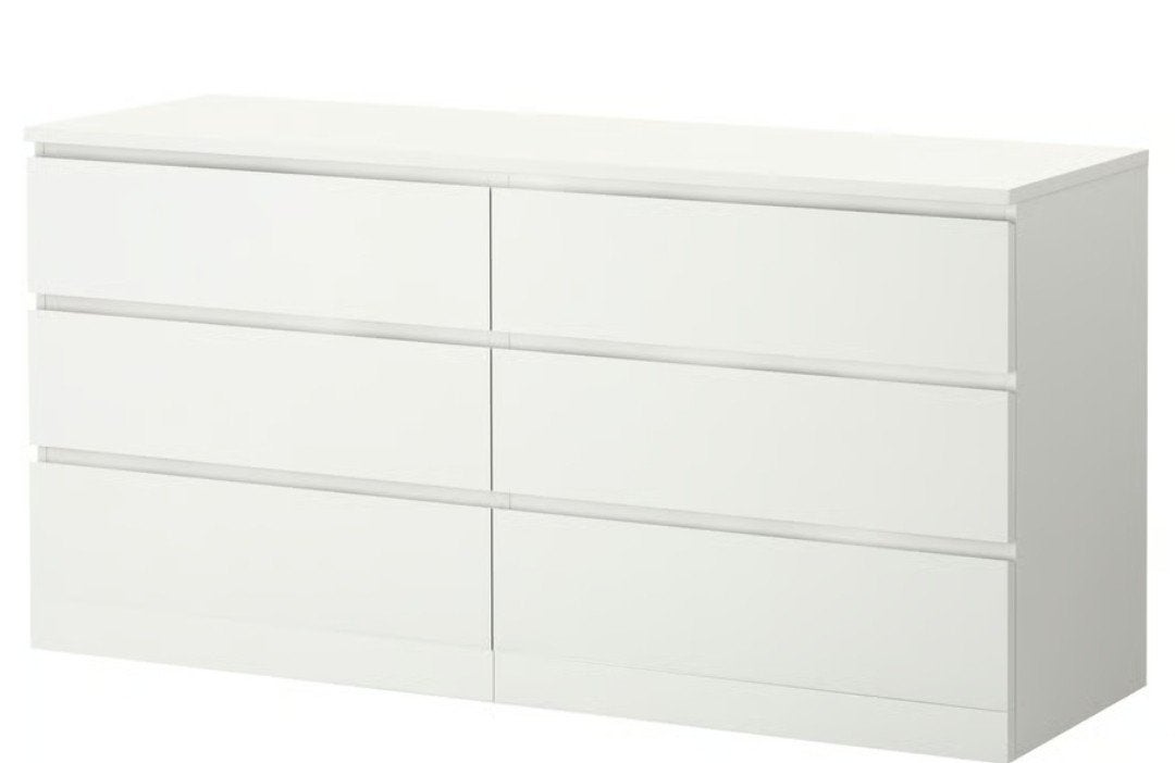 IKEA MALM - White chest of 6 drawers, Ophalen, Overige materialen, 5 laden of meer, 150 tot 200 cm