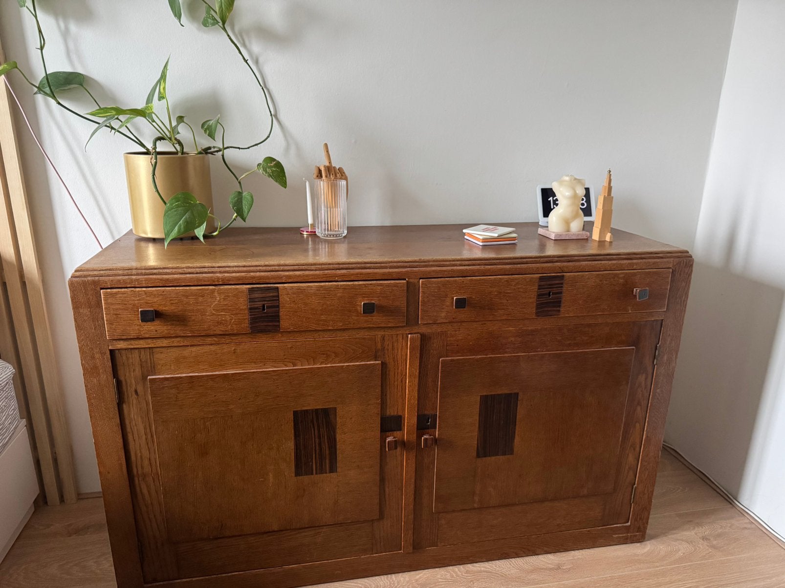 Vintage antiek dressoir schoolkast kast met lades, Ophalen, 100 tot 150 cm, Met lade(s), Zo goed als nieuw