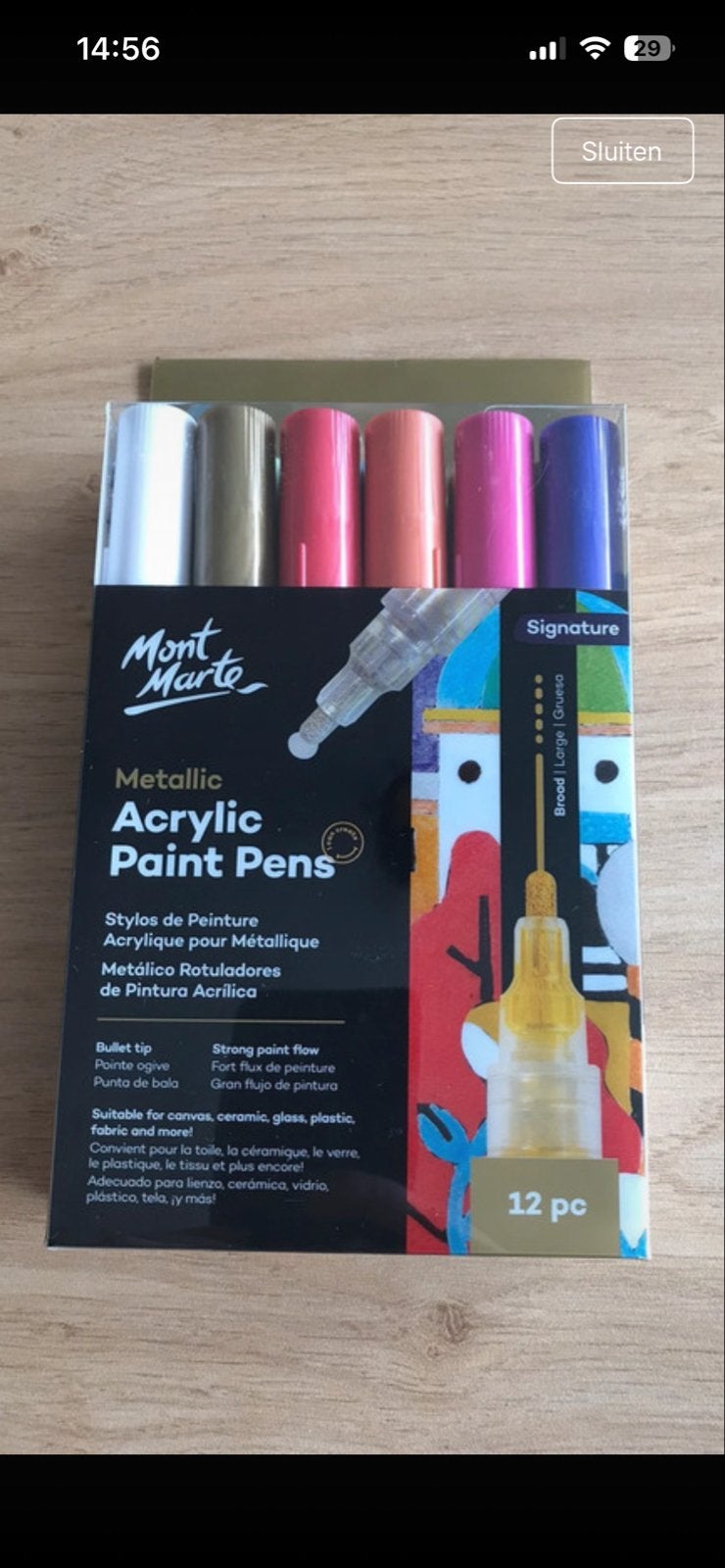 Mont Marte Metallic Acrylverf Pennen - 12 Stuks, Ophalen of Verzenden, Nieuw, Acrylverf