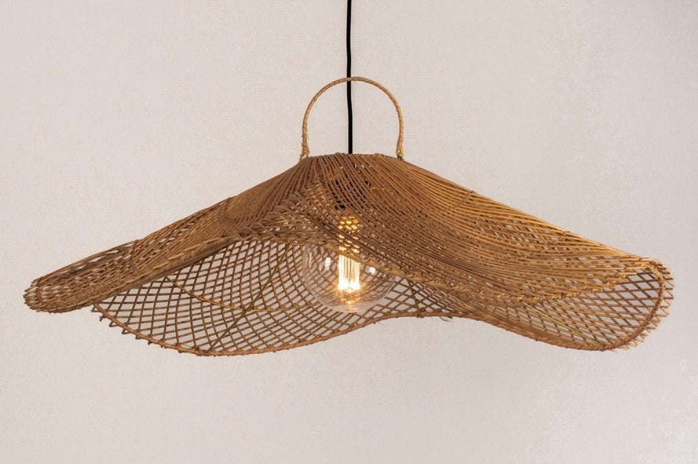 hanglamp 85cm rotan riet japandi keuken bank bed tafel lamp, Huis en Inrichting, Lampen | Hanglampen, Ophalen of Verzenden, Nieuw