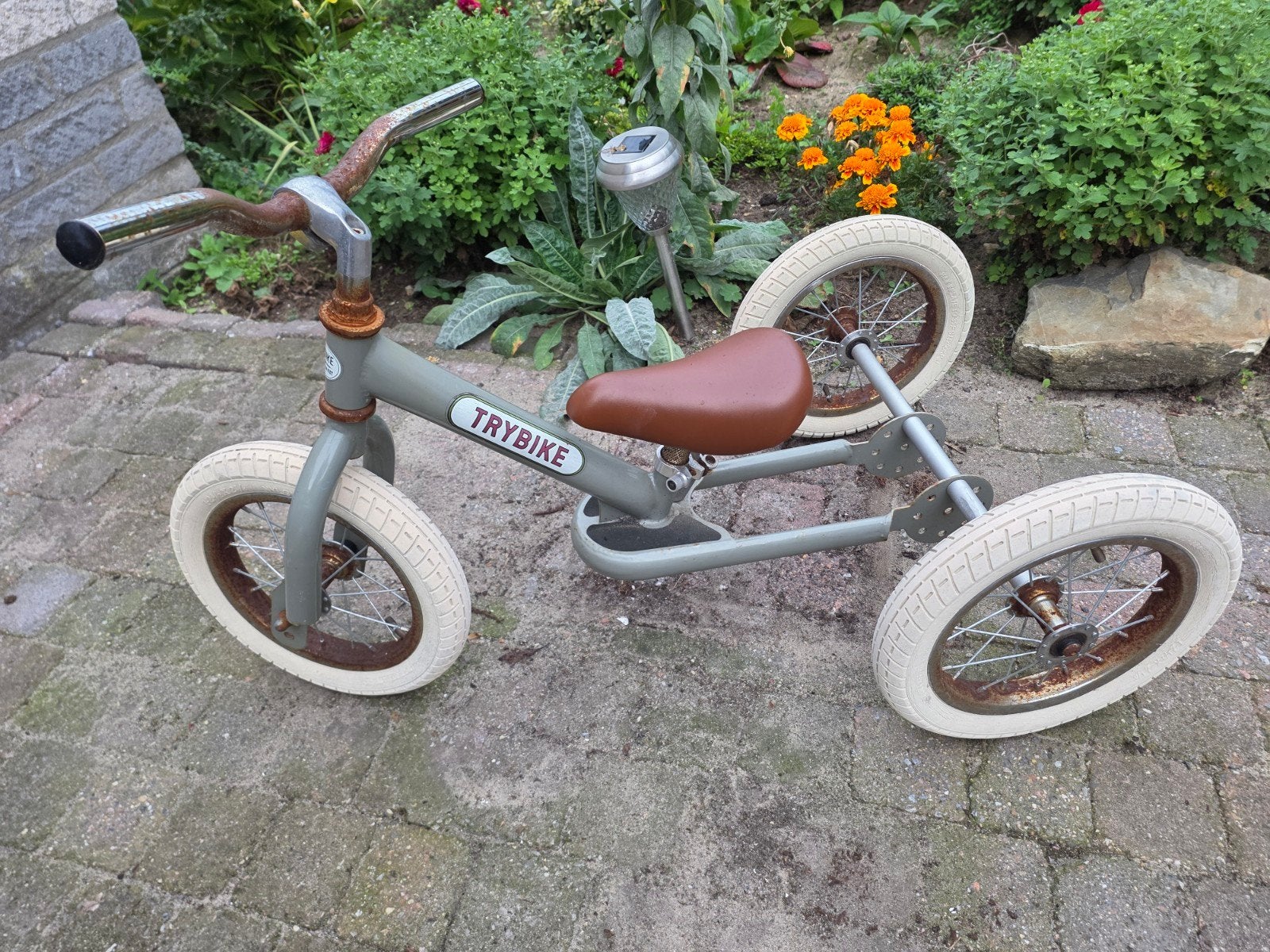 Trybike loopfiets/driewieler Grijs met bruin zadel opknapper, Ophalen, Gebruikt, Loopfiets