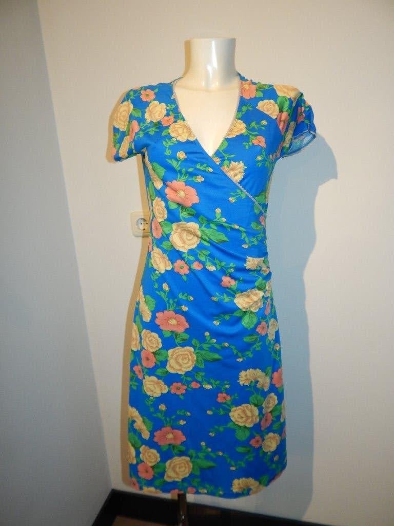 King Louie stretch jurk hemels blauw bloemen print kleur M