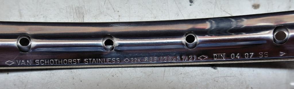 Van Schothorst RVS velg maat 22x635 (28x1 1,5), Ophalen of Verzenden, Zo goed als nieuw, Wiel