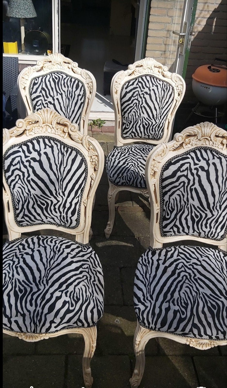 Antiek barok  zebra stoelen, Huis en Inrichting, Stoelen, Ophalen of Verzenden
