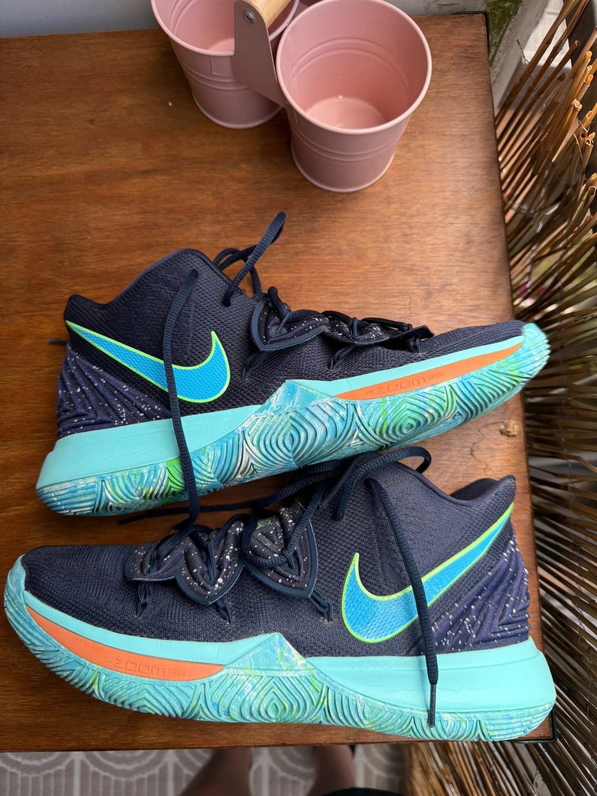 Nike kyrie 5 Cosmic basketbal schoenen, Ophalen, Blauw, Sportschoenen, Gedragen