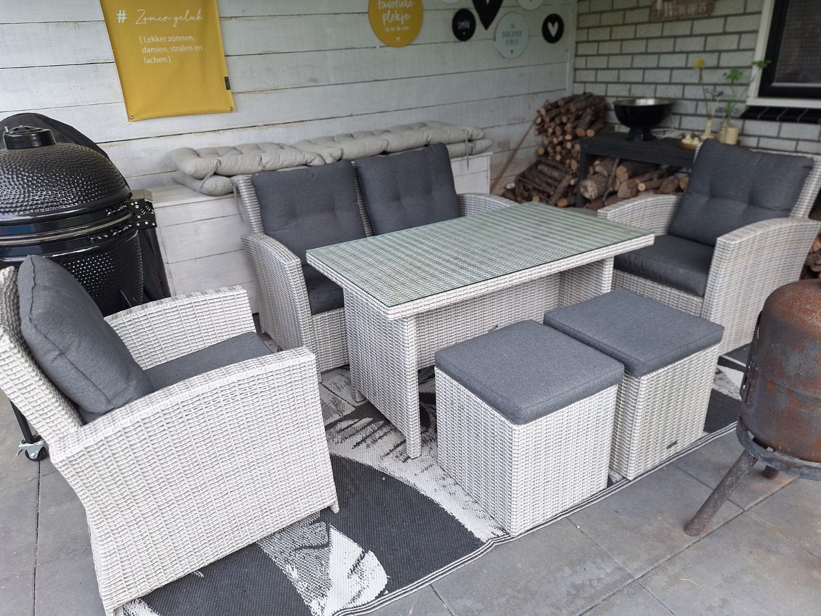Tarington House Wicker Tuinset met 6 zitplaatsen, Ophalen
