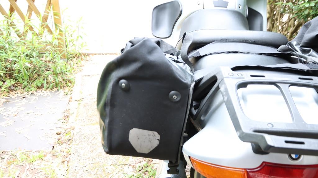 Ortlieb-motorfietstassen, Motoren, Ophalen, Gebruikt