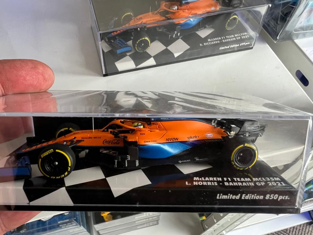 McLaren F1 Team MCL35M L. Norris - Bahrain GP 2021, Ophalen of Verzenden, Zo goed als nieuw, Formule 1