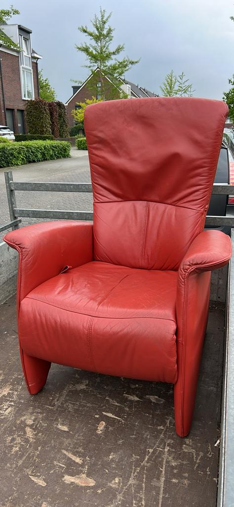 Echte leren fauteuil, Ophalen, Gebruikt, 50 tot 75 cm, Leer