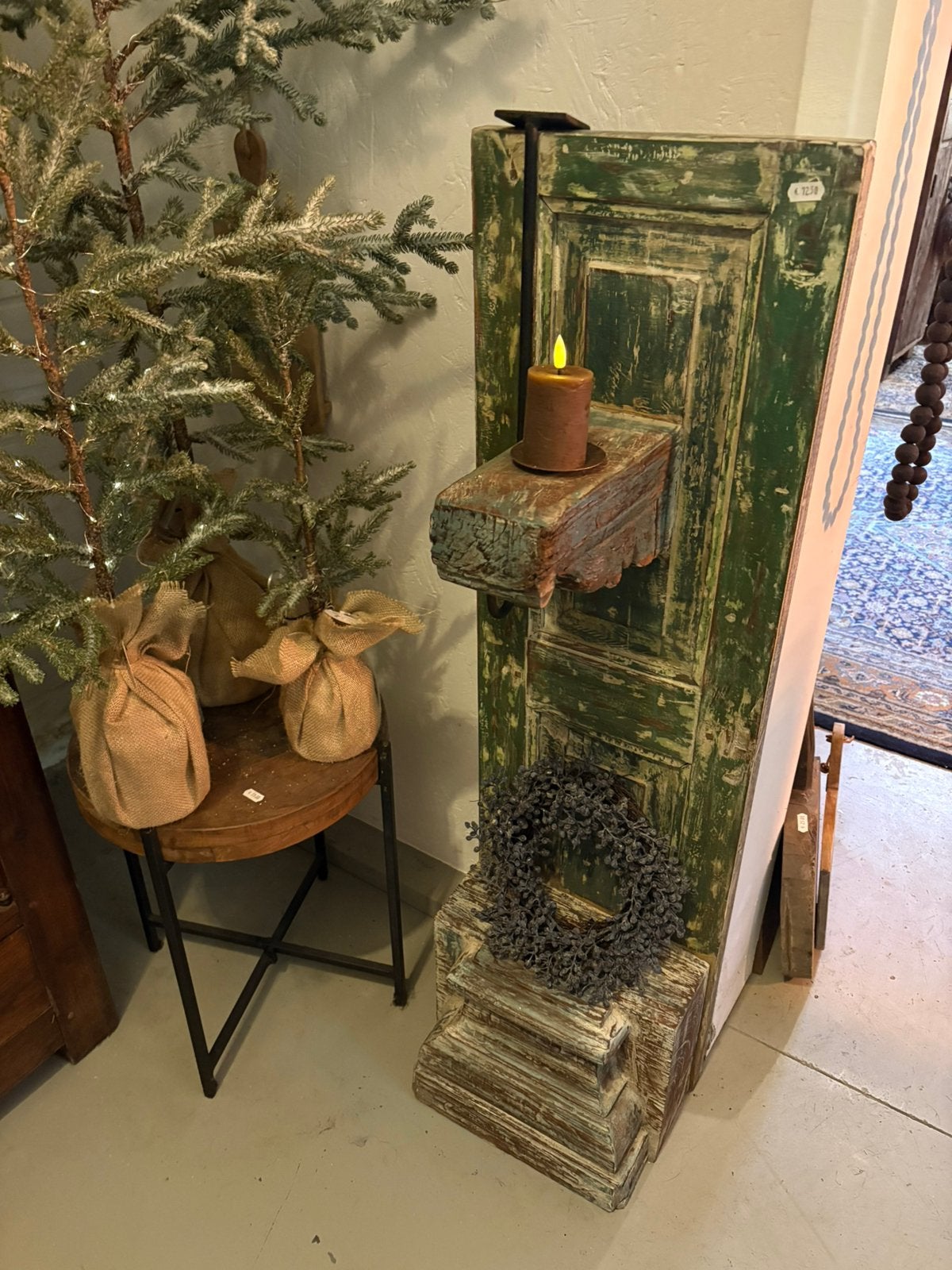 Stoer oud luik met oude ornamenten - kandelaar, Ophalen, Gebruikt, T, N