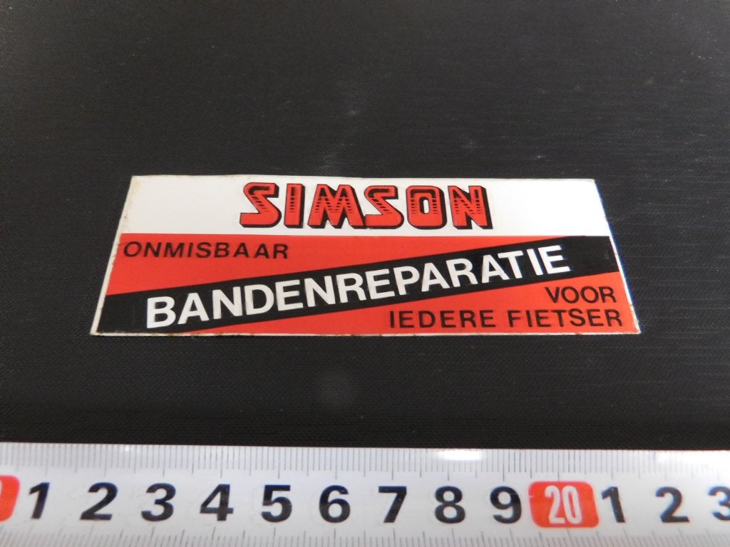 sticker SIMSON onmisbaar bandenreparatie voor iedere Fiets, Ophalen, Zo goed als nieuw