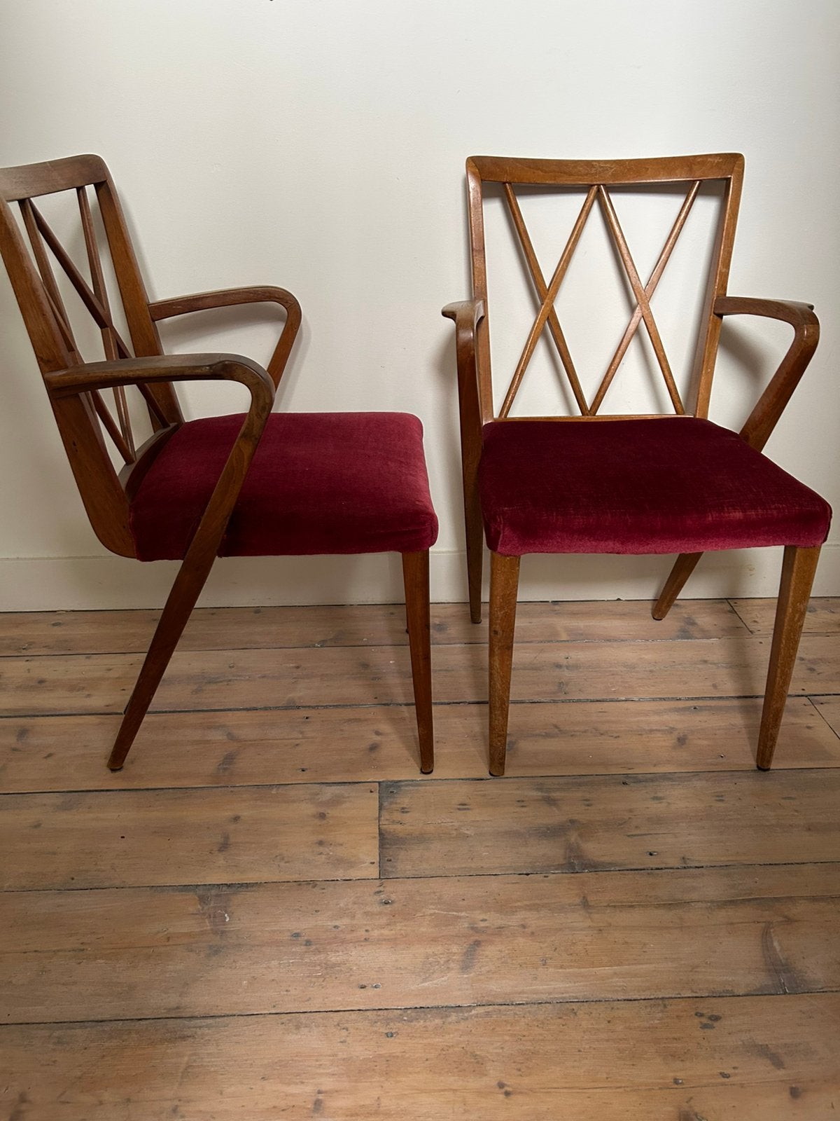 2 vintage A.A. Patijn kruisstoelen – Zijlstra – jaren ’50, Ophalen, Gebruikt, Twee, Stof