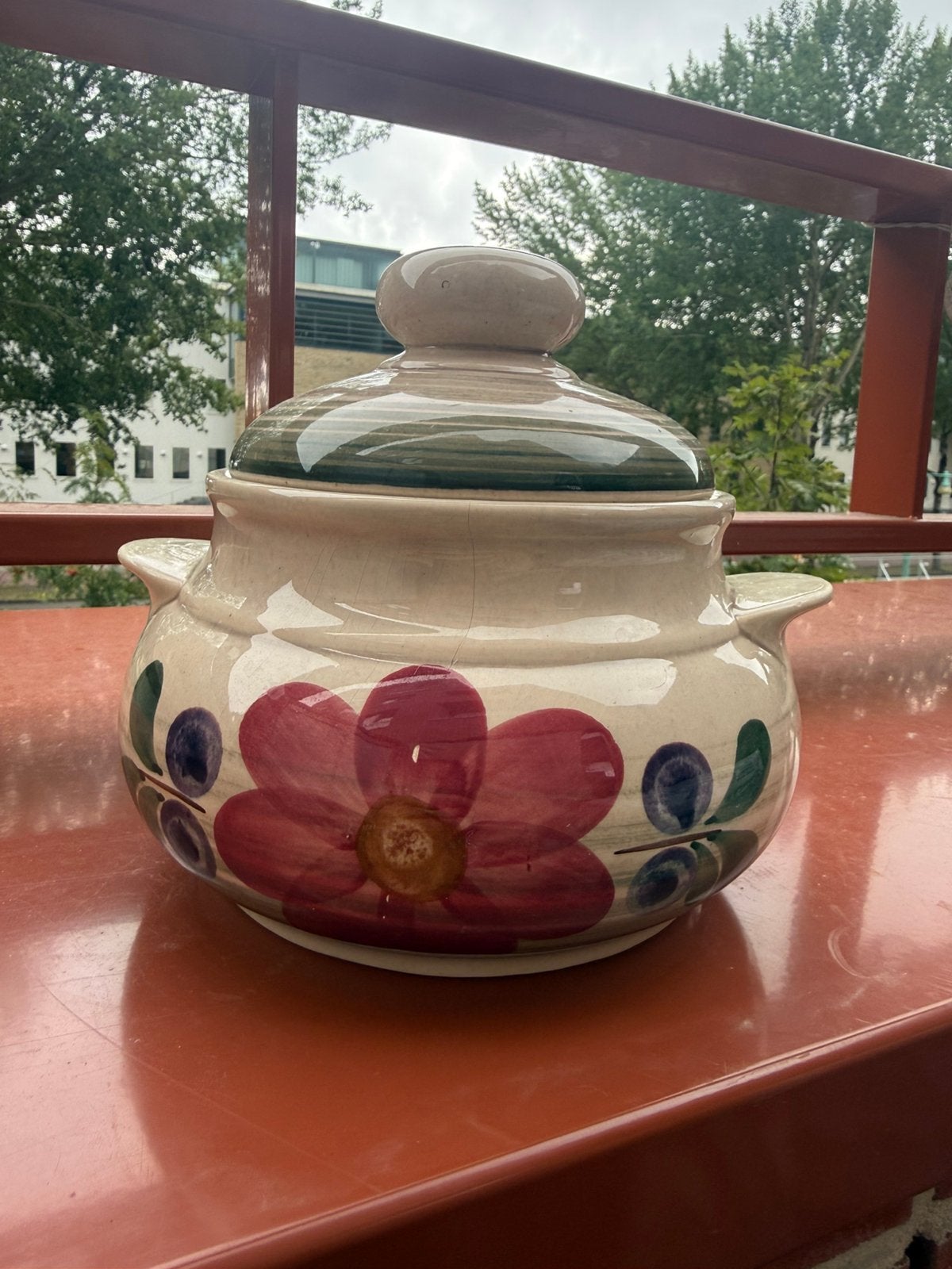 Handgeschilderde terrine / serveer pot met deksel, Ophalen of Verzenden