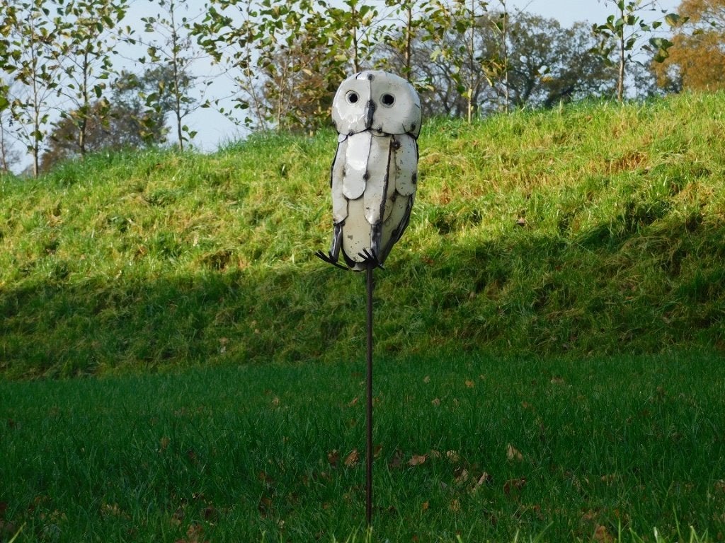Handgemaakte Uil als Tuinsteker - 83 cm - Metaal, Tuin en Terras, Verzenden, ., ., .
