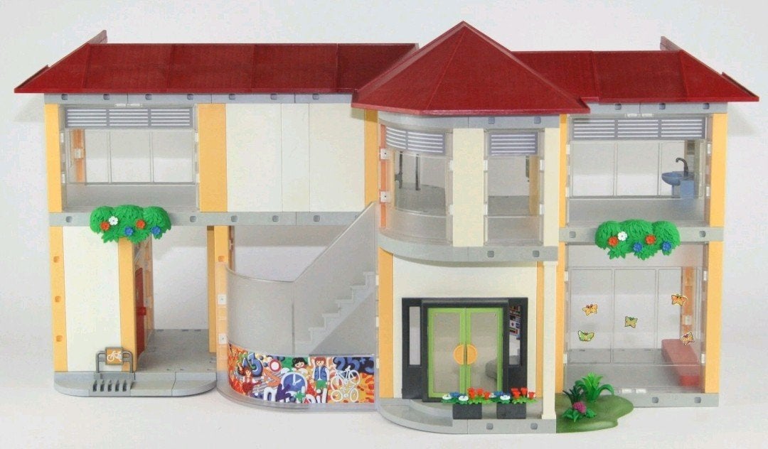 Playmobil sets grote school (4324) en gymzaal (4325), Gebruikt, Gebouw, Complete set, Ophalen of Verzenden