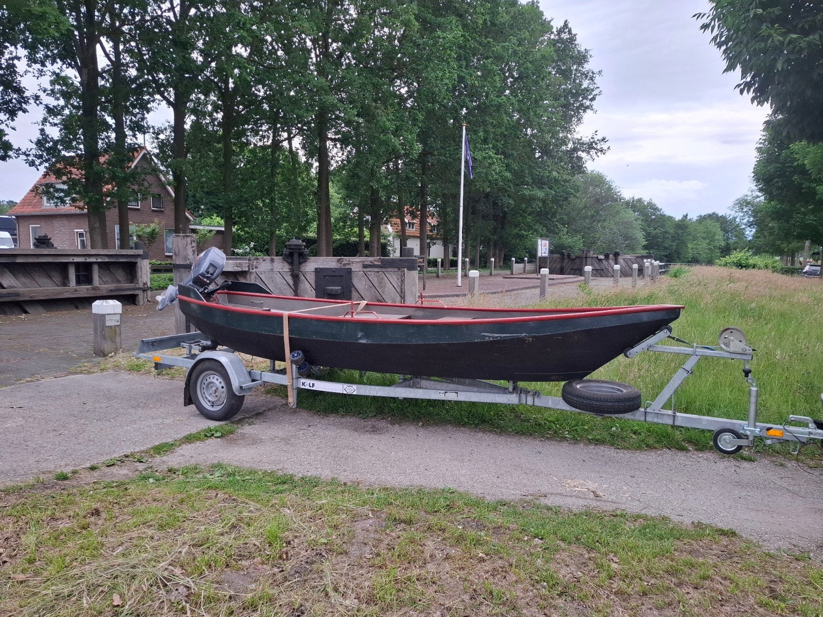 Boot punter staal kalf kanteltrailer yamaha buitenboordmotor, Ophalen of Verzenden, Overige
