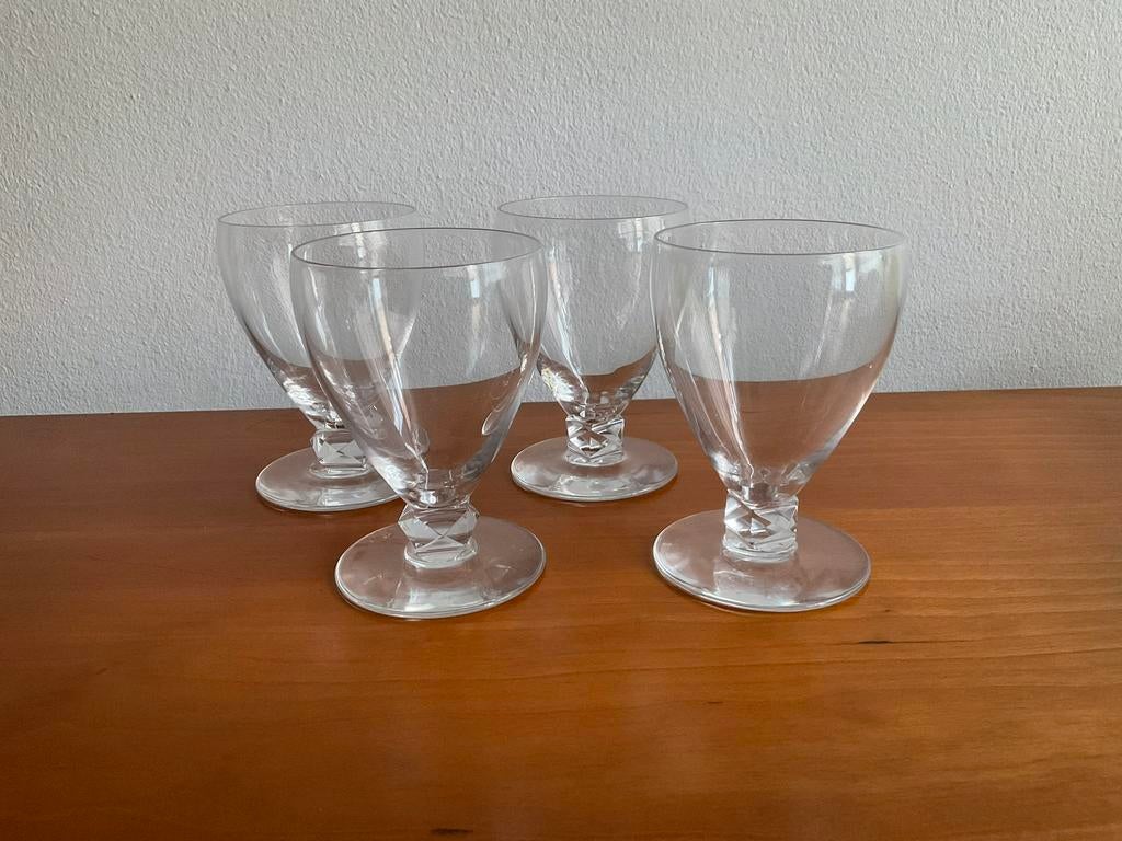 Gerard Muller: 4 Libourne glazen, Josephinenhütte ca. 1920, Ophalen of Verzenden