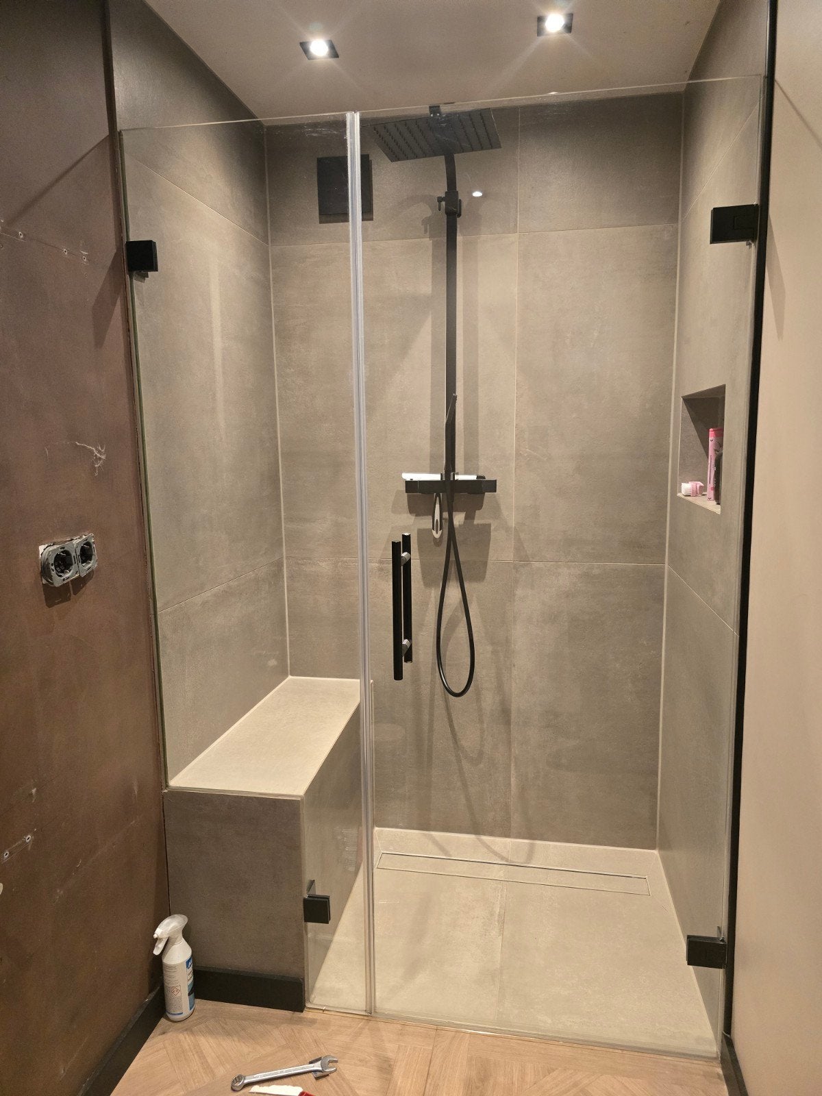 Douche deur met zijpaneel inc regendouche, Ophalen of Verzenden, Nieuw, Rvs, Douche