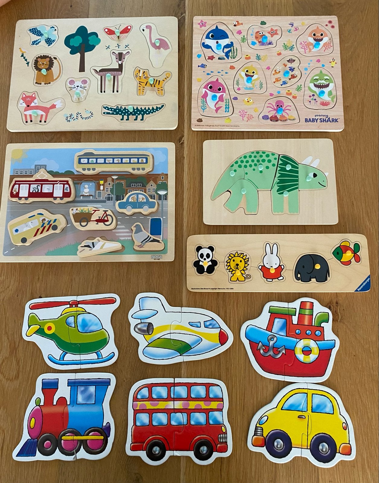 6 Houten puzzels voor kinderen + 2 stuks puzzels, Ophalen, Gebruikt, Van hout, Minder dan 10 stukjes