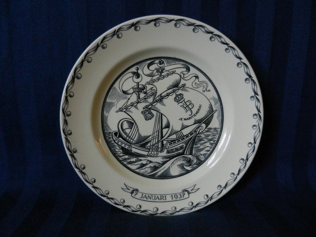 Bord huwelijk Juliana Bernhard 1937 ontw WJ Rozendaal Regout, Antiek en Kunst, Ophalen of Verzenden