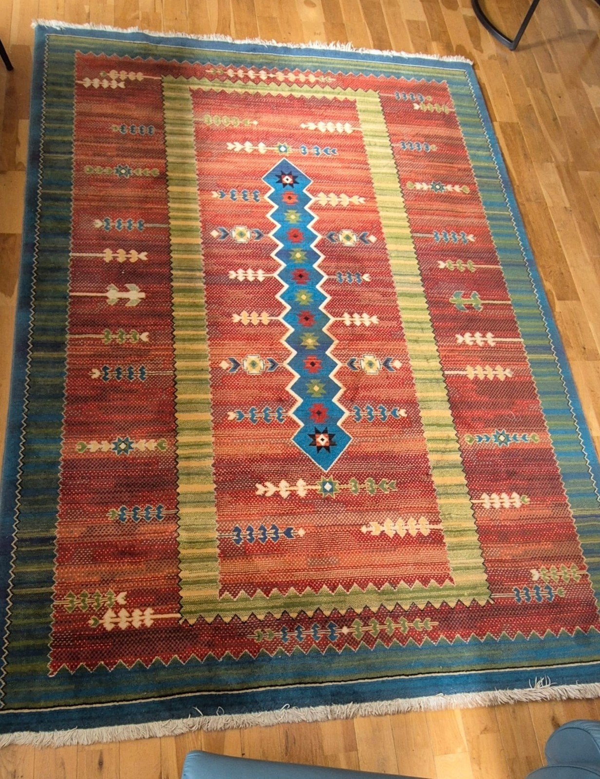 Tapijt vloerkleed wol Louis De Poortere, Huis en Inrichting, Stoffering | Tapijten en Kleden, Ophalen, Gebruikt, Blauw, 150 tot 200 cm