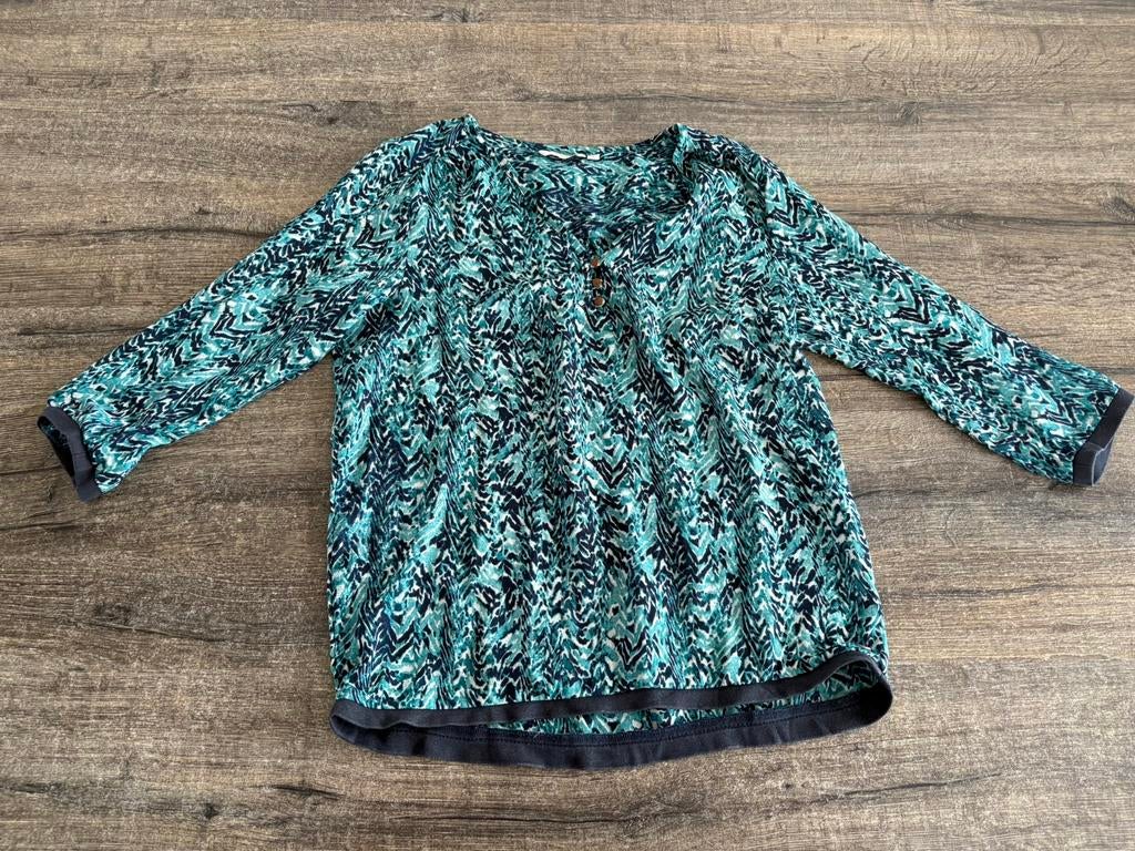 Groen/blauw/wit truien 3/4, maat M mouw merk Image Denim, Kleding | Dames, Ophalen of Verzenden, Gedragen, Blauw