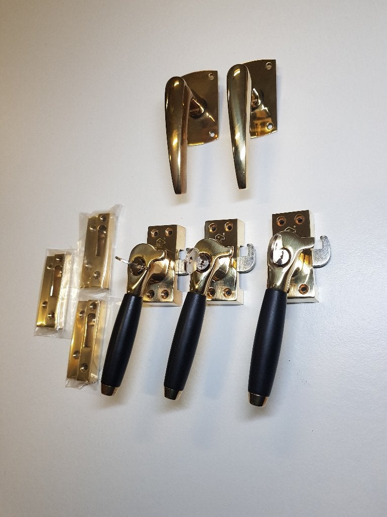 Raamsluiting met sleutel art nouveau, Ophalen of Verzenden, Nieuw, Koper of Messing, Slot