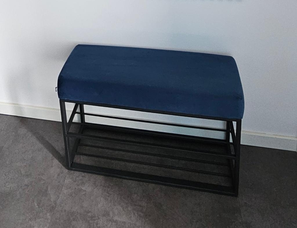 Schoenenrek Schoenenbank blauw Velvet Dami Living 80x52x30cm, Ophalen of Verzenden, Nieuw