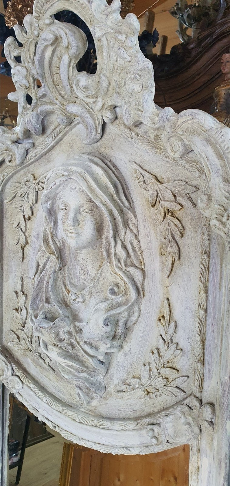 Prachtige betonlook passpiegel set met Madonna amulet, Ophalen of Verzenden, Zo goed als nieuw, Minder dan 100 cm, Rechthoekig
