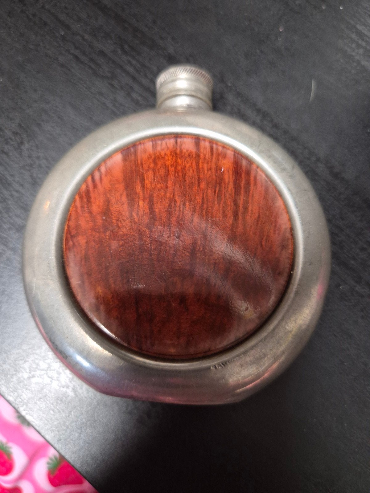 Vintage fles met houten inleg - 3 ounce, Antiek en Kunst, Ophalen of Verzenden