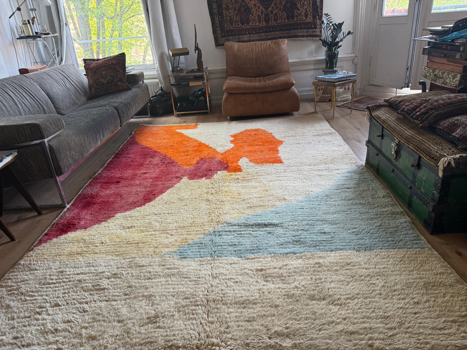 Abstract handgeknoopt Marokkaans Design Tapijt 305 x 193 cm, Huis en Inrichting, Stoffering | Tapijten en Kleden, Zo goed als nieuw