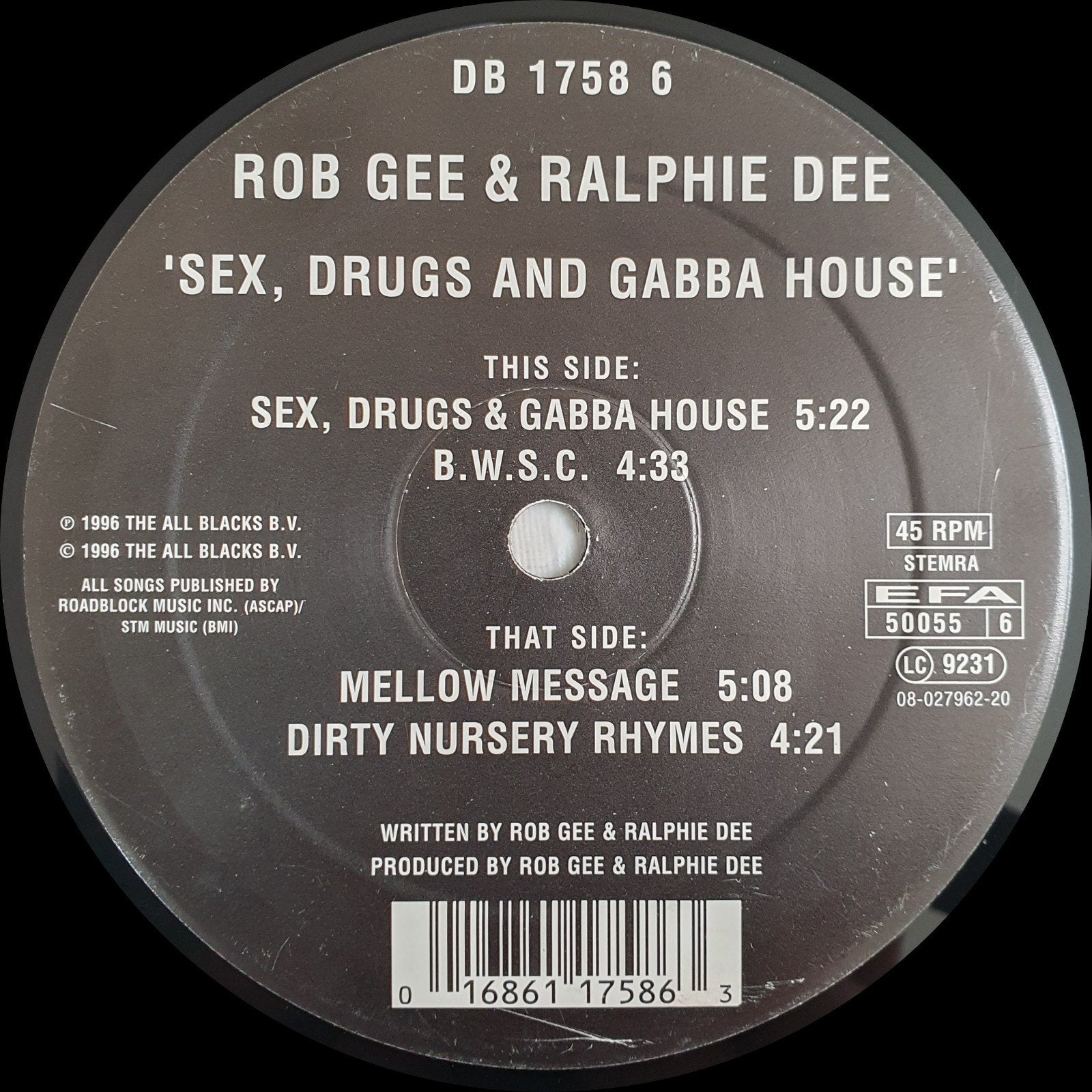 Vinyl 12" Rob Gee & Ralphie Dee - Sex, drugs and gabba house, Verzenden, 12 inch