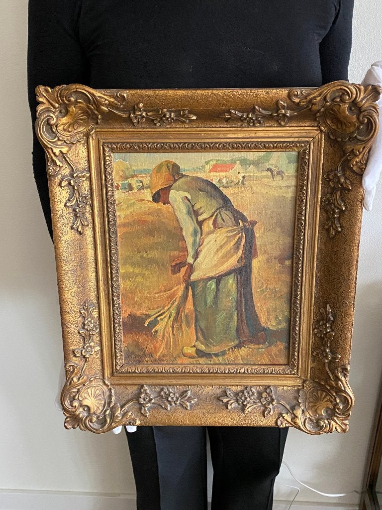 Olieverfschilderij: De Arenleesster, gesigneerd, Antiek en Kunst, Kunst | Schilderijen | Klassiek, Ophalen of Verzenden