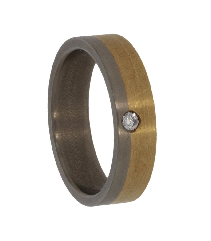 Diamant 18k gouden titanium band ring briljant heer dame, Sieraden, Tassen en Uiterlijk, Voordeelsieraden, Ophalen of Verzenden