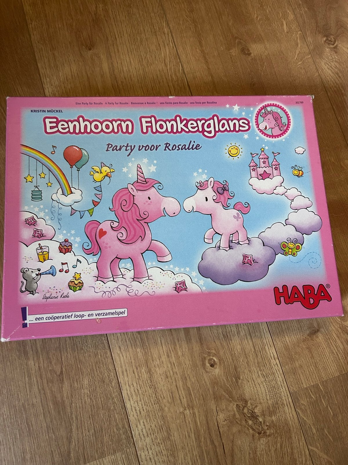 HABA Eenhoorn Flonkerglans bordspel - Party voor Rosalie, Drie of vier spelers, Ophalen of Verzenden, Gebruikt