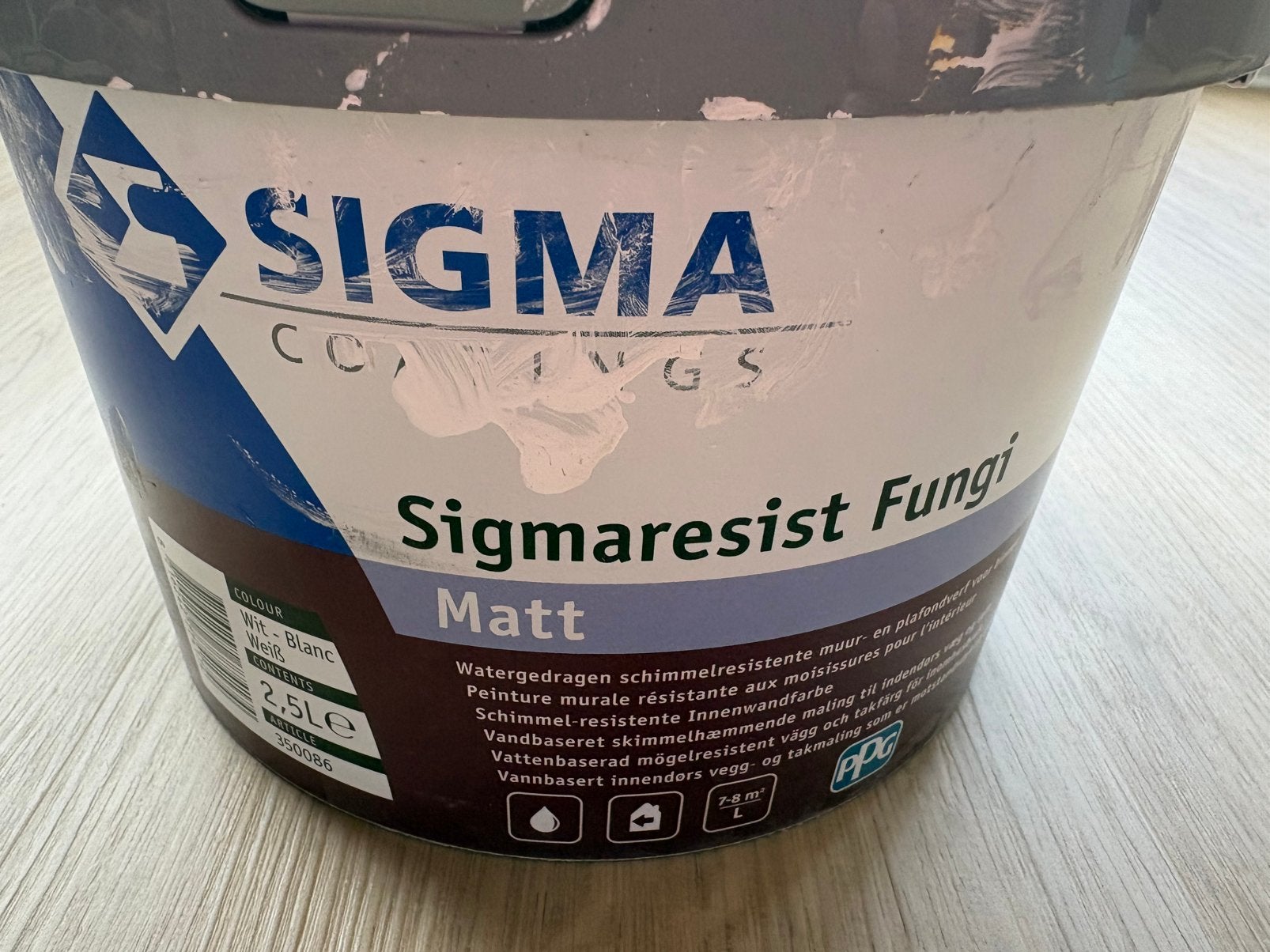 Sigmaresist Fungi matt muurverf wit, Ophalen, Gebruikt, Wit, Verf