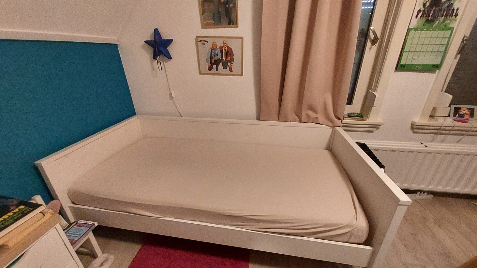 Woood bedbank Nikki, Ophalen, 85 tot 100 cm, Zo goed als nieuw, Lattenbodem