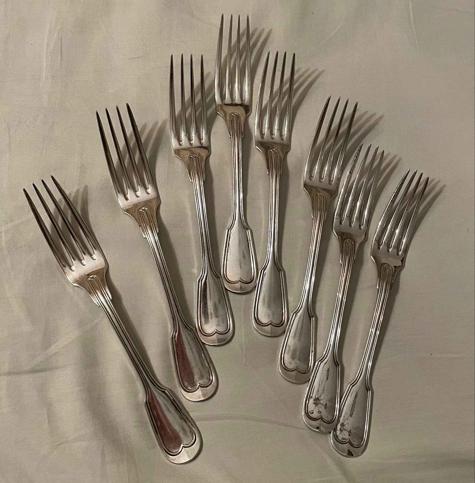 Antieke Christofle Chinon Verzilverde Dinervorken (1935-1983, Ophalen of Verzenden