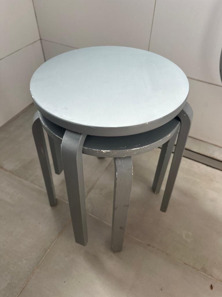 Ikea frosta krukjes grijs set van 2 stuks vintage, Ophalen of Verzenden, Zo goed als nieuw, Hout