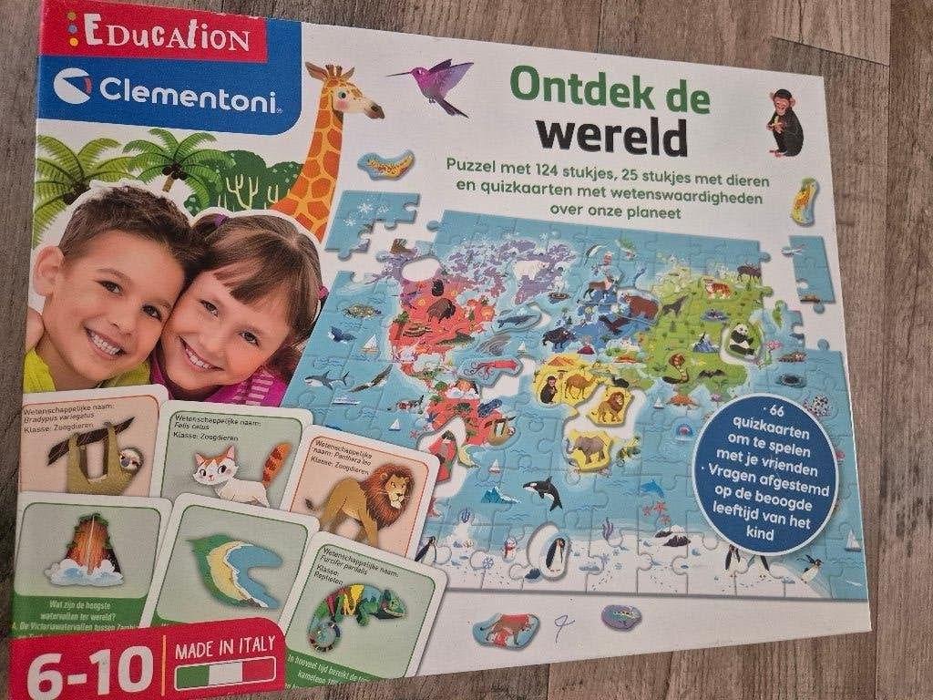CLEMENTONI SPEL PUZZEL ONTDEK DE WERELD, Ophalen of Verzenden, Meer dan 50 stukjes, Gebruikt, 6 jaar of ouder